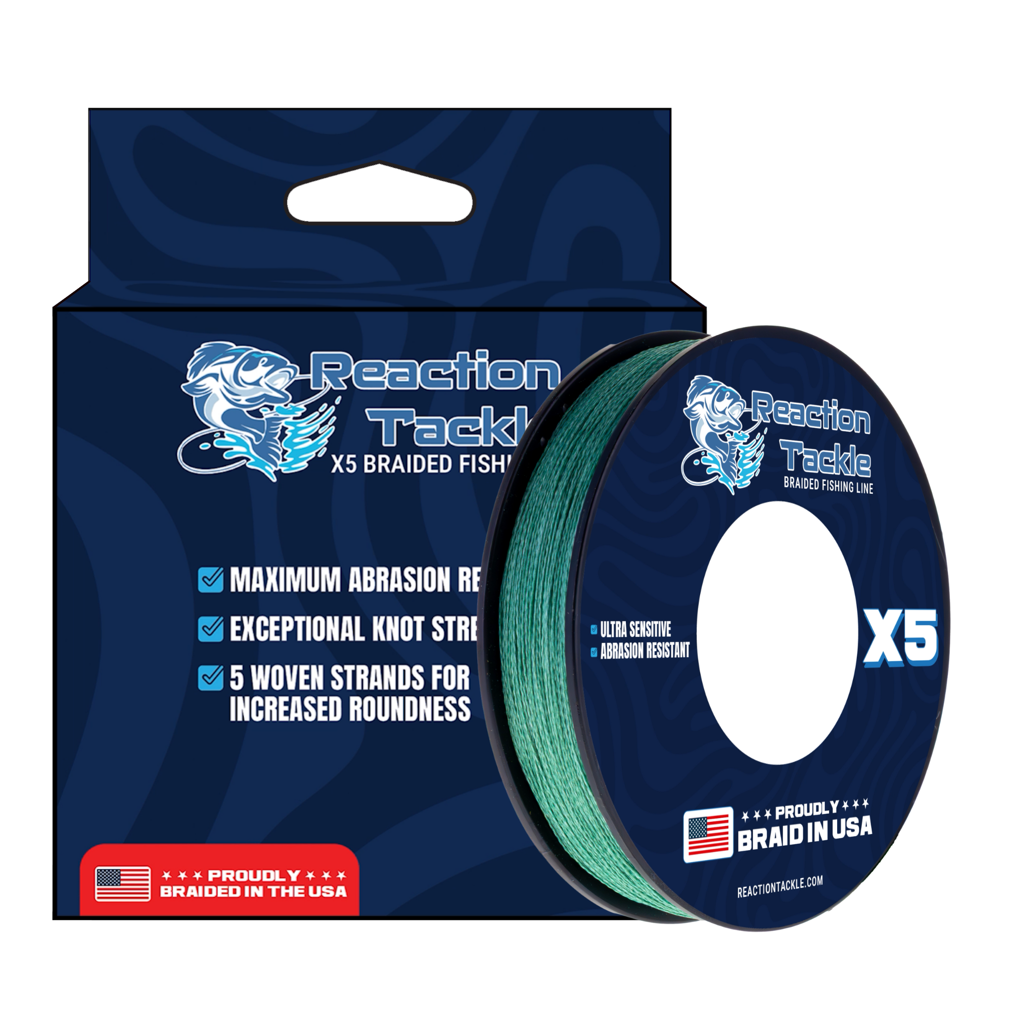Reaction Tackle BRAIDED IN THE USA Fishing Line- 5X- NEW