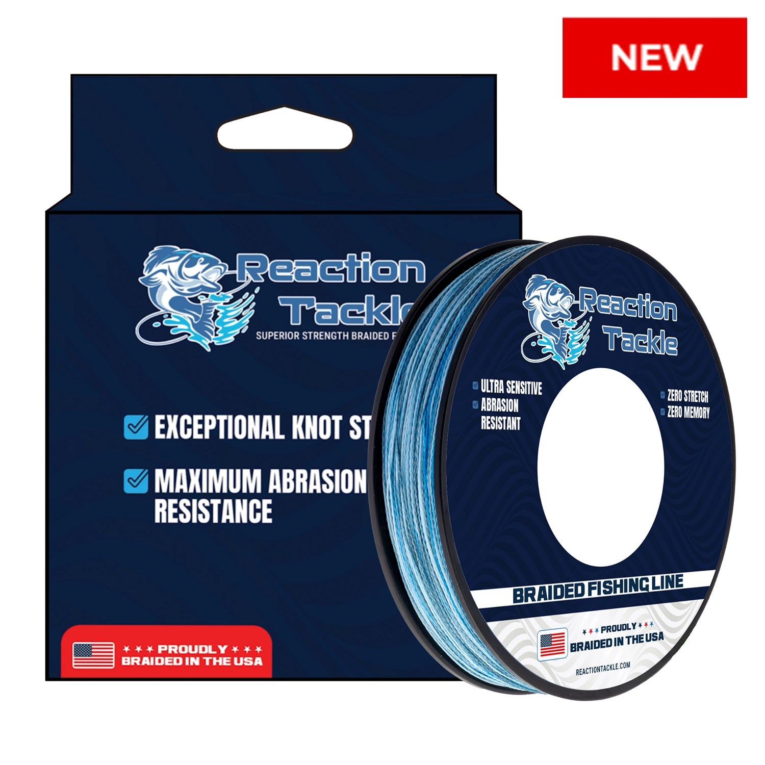 Reaction Tackle BRAIDED IN THE USA Fishing Line- 4X- NEW