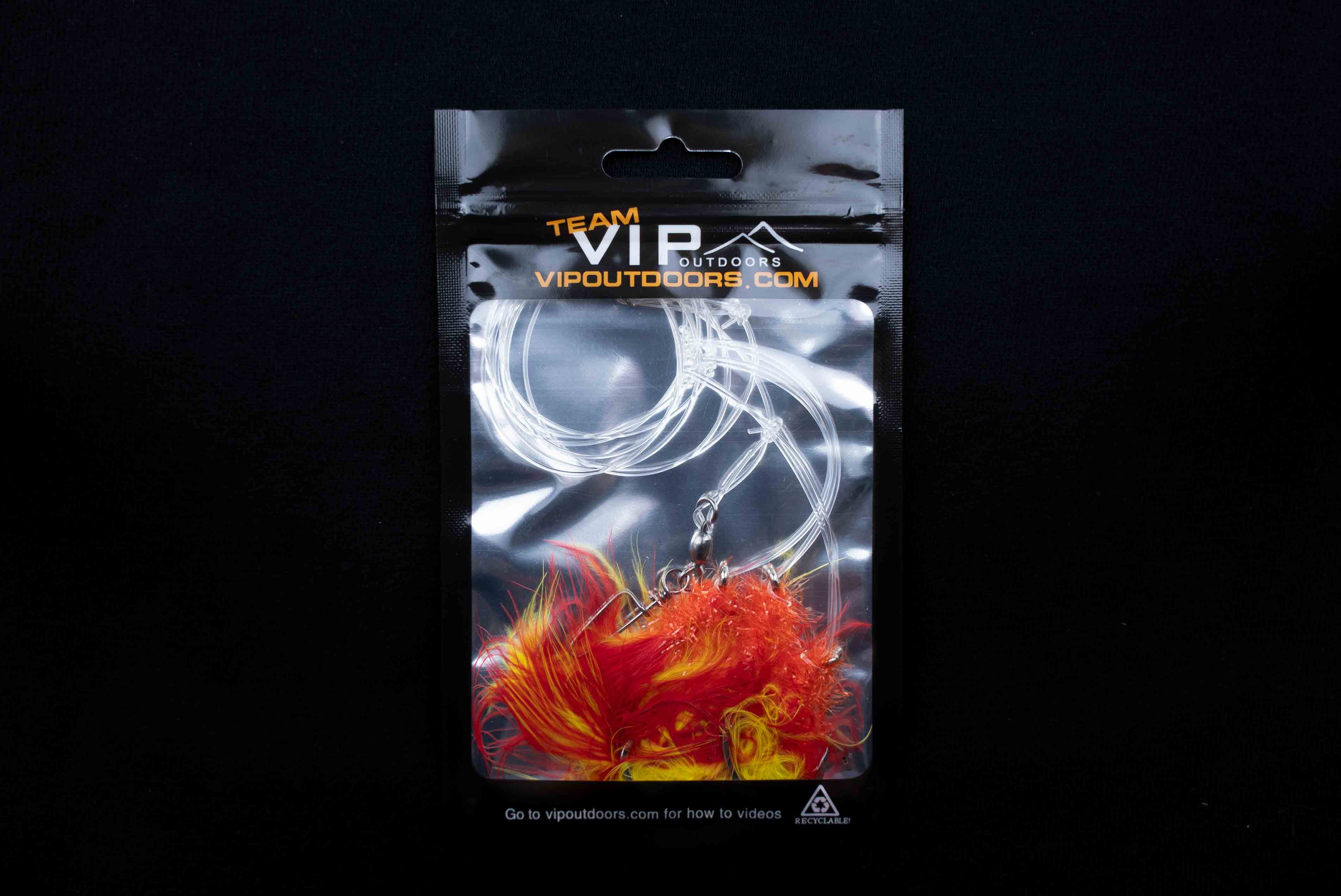 VIP Triple Hook Shrimp Flies "Yellow/Red" (80lb)