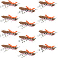 Moorish Hopper Brown Pink Foam Body Grasshopper Fly - 1 Dozen Flies Hook Size 10