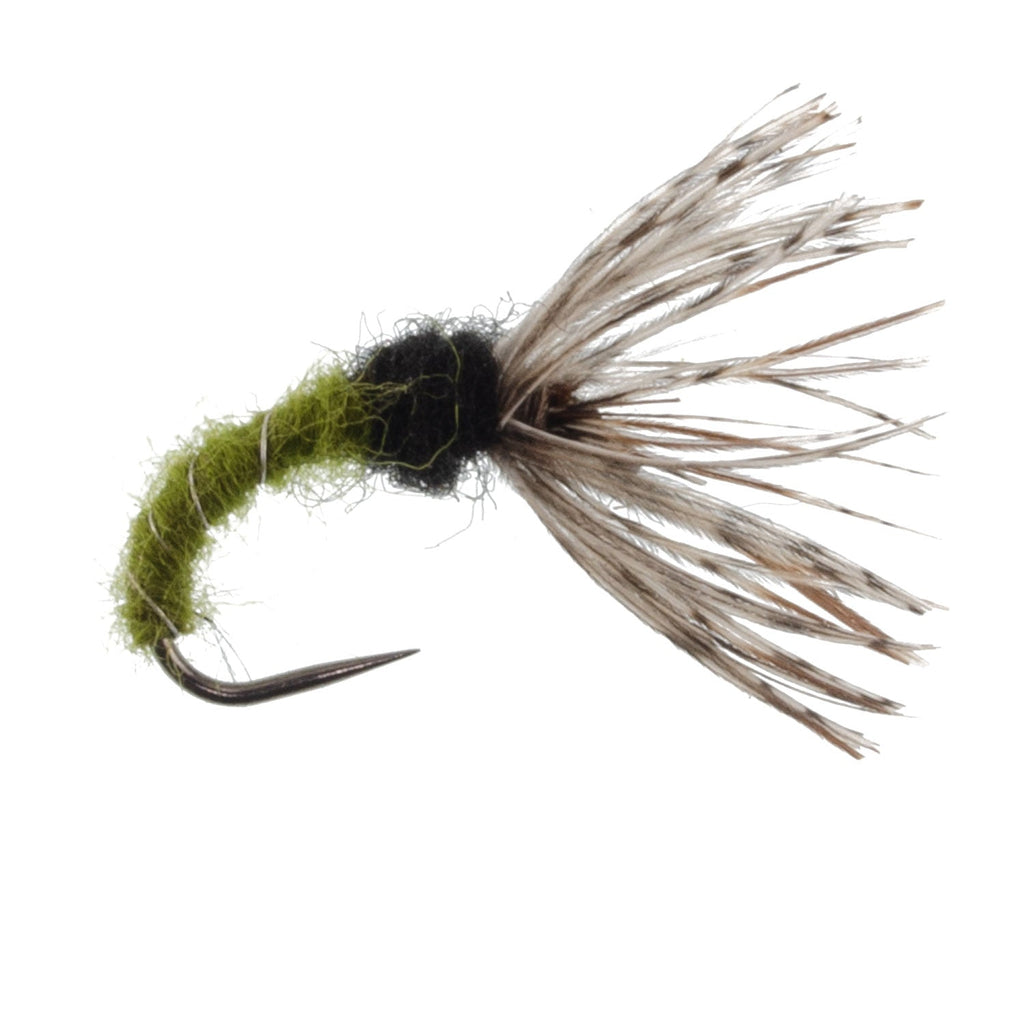 3 Pack Olive Zebra Sakasa Kebari - Tenkara Flies - Size 16
