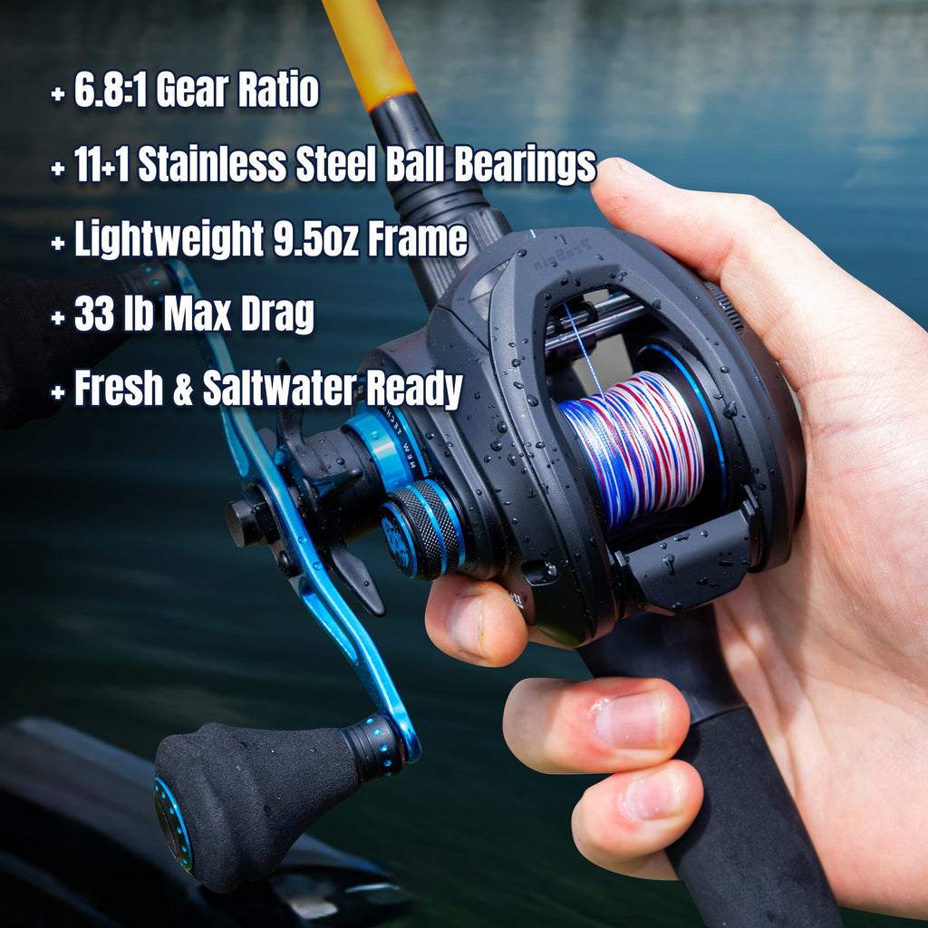 Reaction Tackle Baitcasting Fishing Reel – ProSpin Edition - 6.8:1 Gear Ratio - NEW