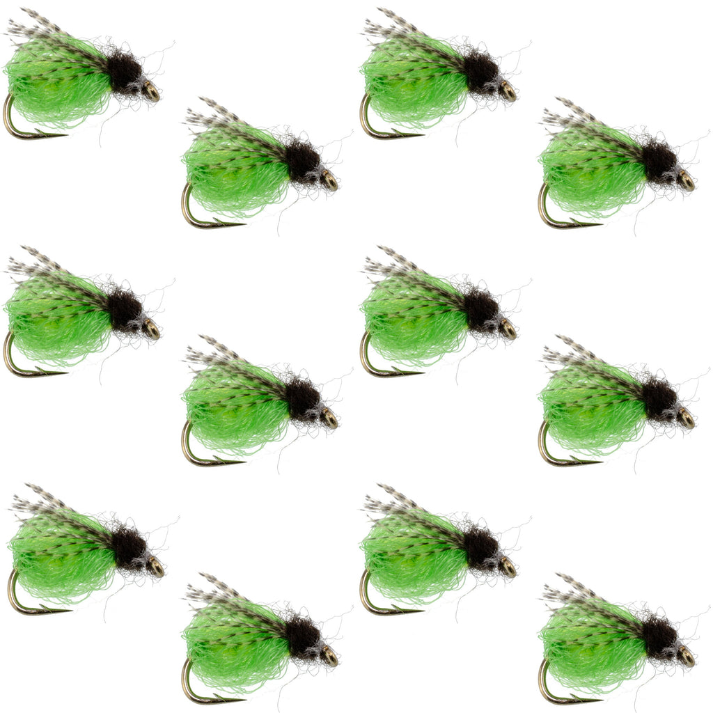 LaFontaine Bright Green Deep Sparkle Caddis Pupa - 1 Dozen Flies Hook Size 12