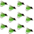 LaFontaine Bright Green Deep Sparkle Caddis Pupa - 1 Dozen Flies Hook Size 14
