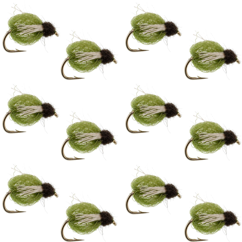 LaFontaine Olive Deep Sparkle Caddis Pupa - 1 Dozen Flies Hook Size 14