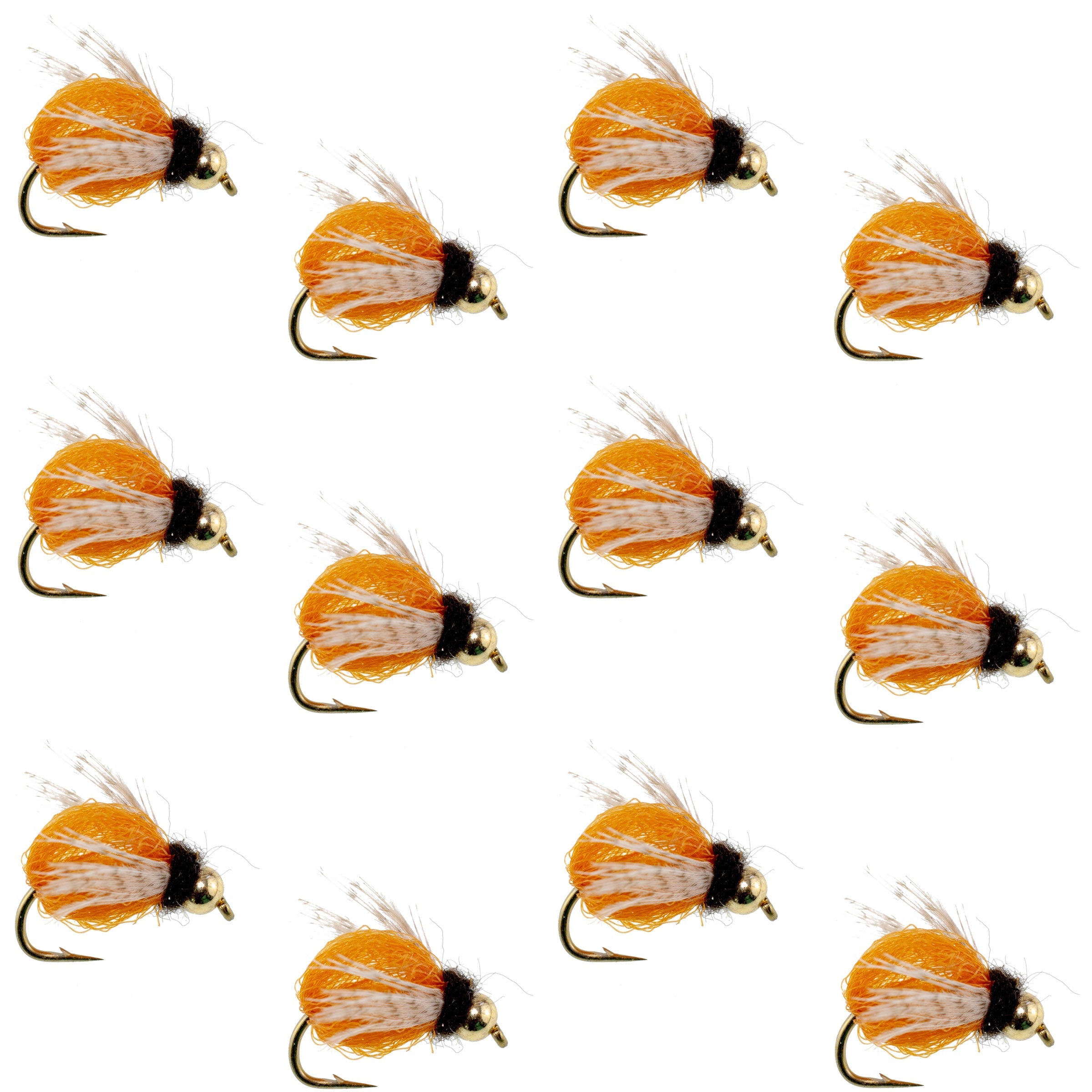 Bead Head LaFontaine Amber Deep Sparkle Caddis Pupa - 1 Dozen Flies Hook Size 14