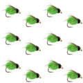 Bead Head LaFontaine Bright Green Deep Sparkle Caddis Pupa - 1 Dozen Flies Hook Size 16