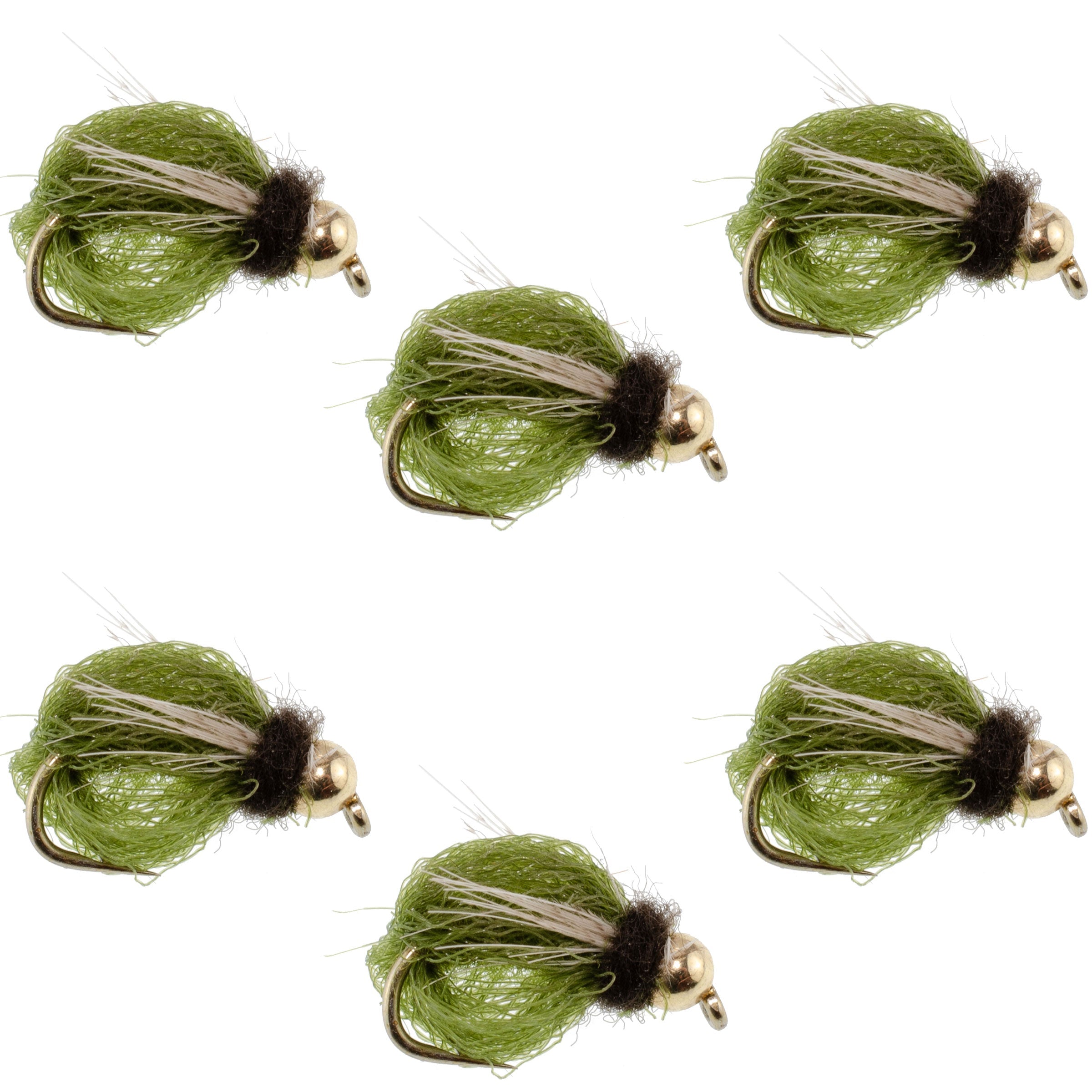 Bead Head LaFontaine Olive Deep Sparkle Caddis Pupa - 6 Flies Hook Size 16