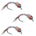 3 Pack Bead Head Rainbow Warrior Nymph Fly Fishing Flies Hook Size 14