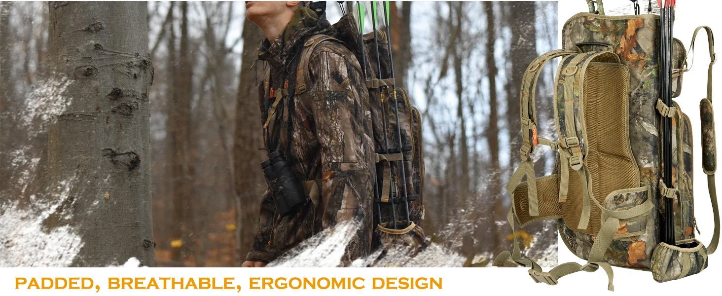 Bow Hunting Backpack & Tree Saddle Back Pack with Bow Holder