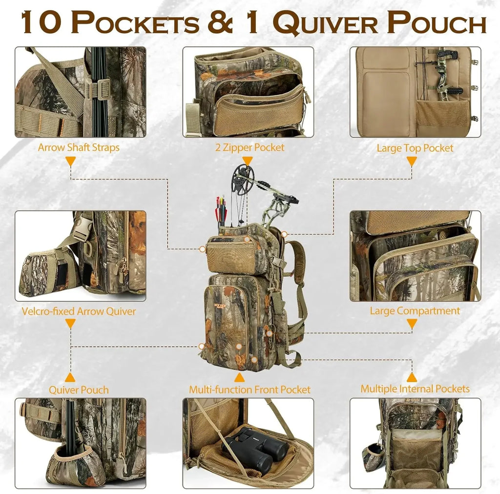 Bow Hunting Backpack & Tree Saddle Back Pack with Bow Holder