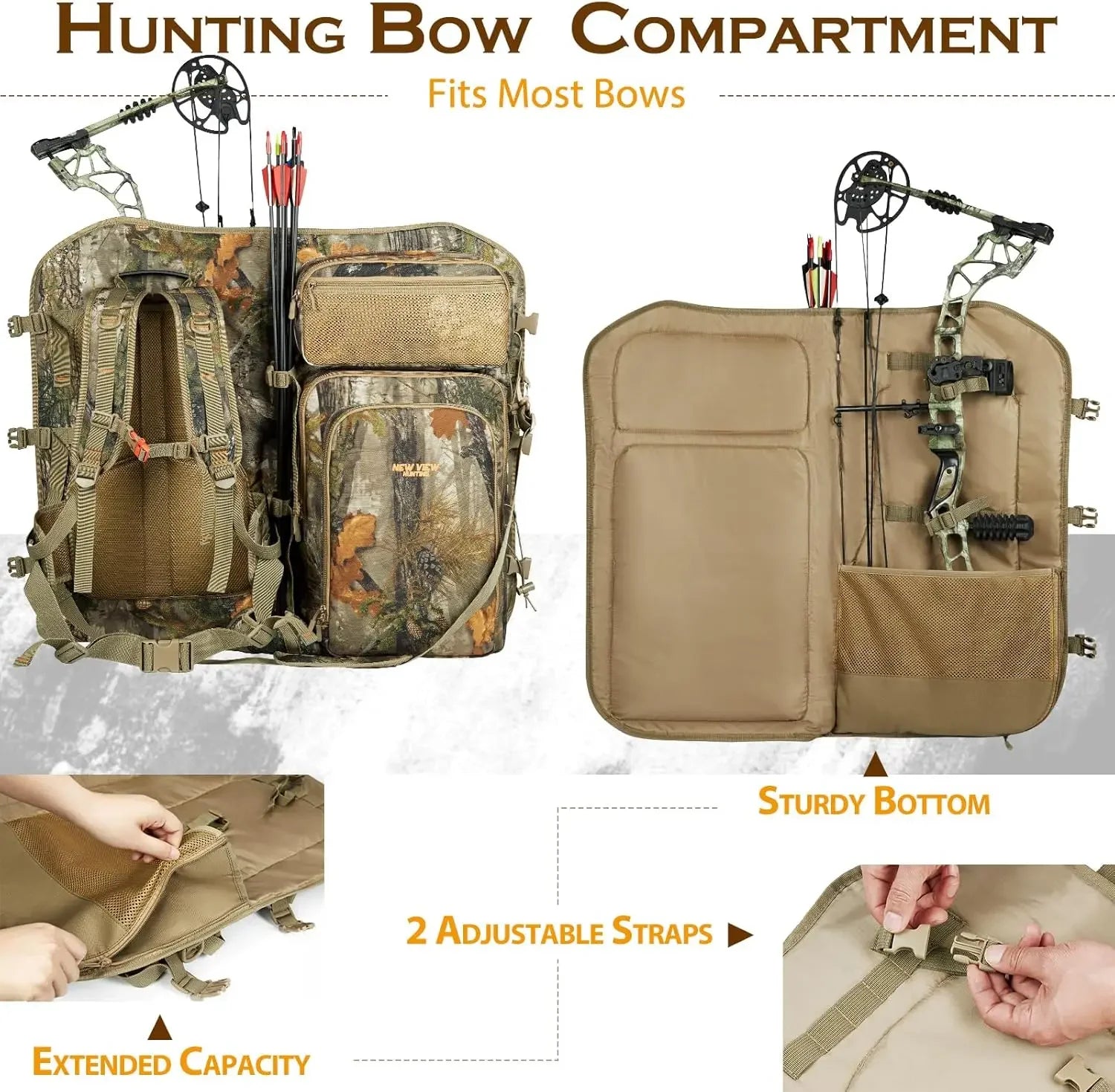 Bow Hunting Backpack & Tree Saddle Back Pack with Bow Holder
