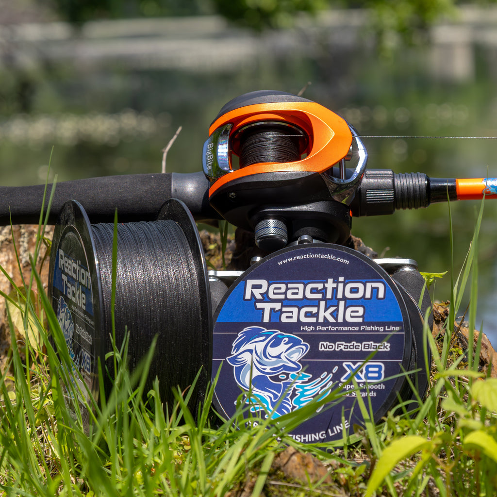 Reaction Tackle X8 Braided Fishing Line - NO FADE Black 8 Strand - NEW