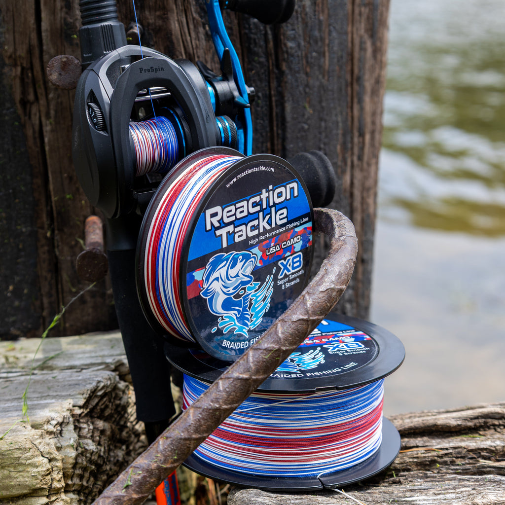 Reaction Tackle X8 Braided Fishing Line - USA Camo 8 Strand - NEW