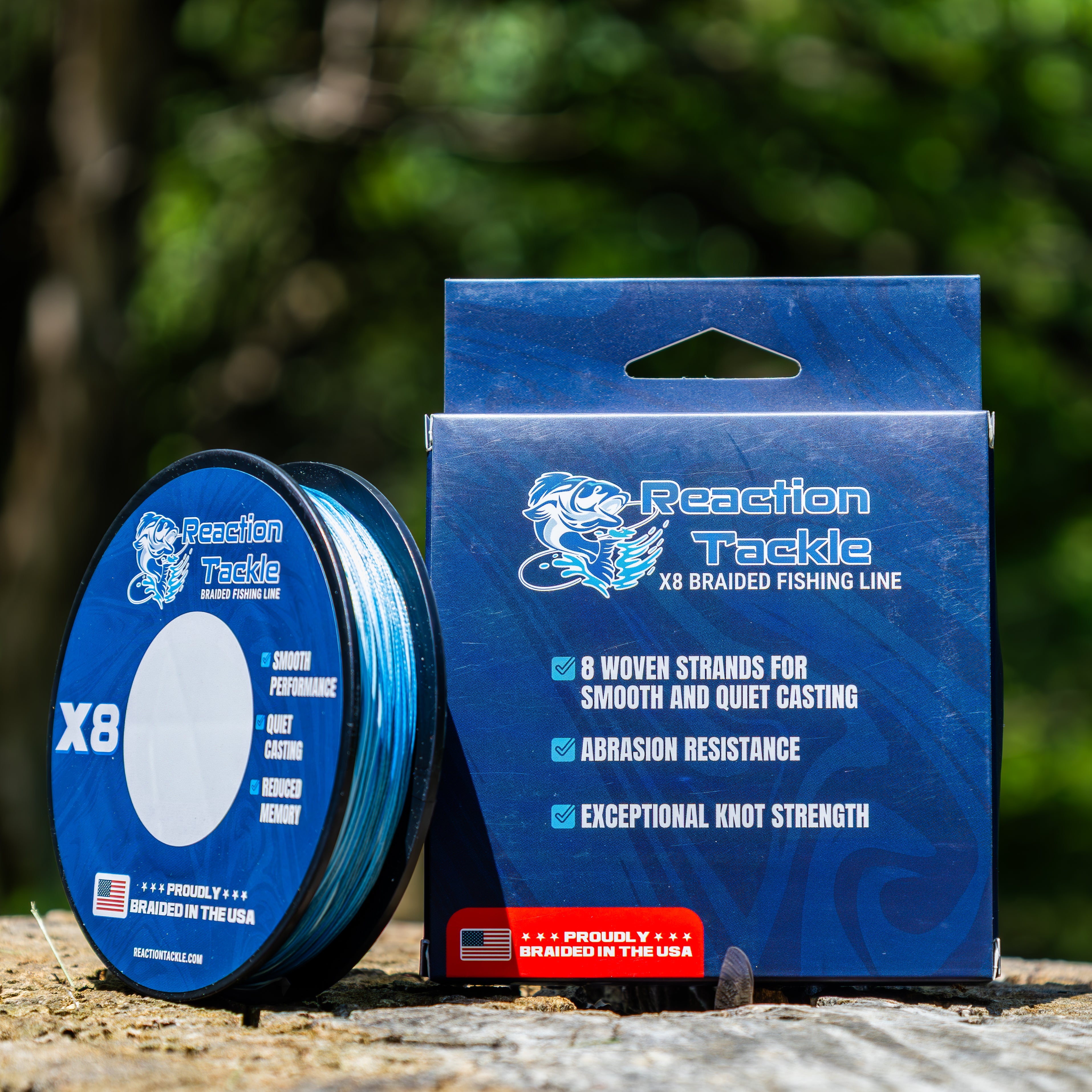 Reaction Tackle BRAIDED IN THE USA Fishing Line- 8X- NEW