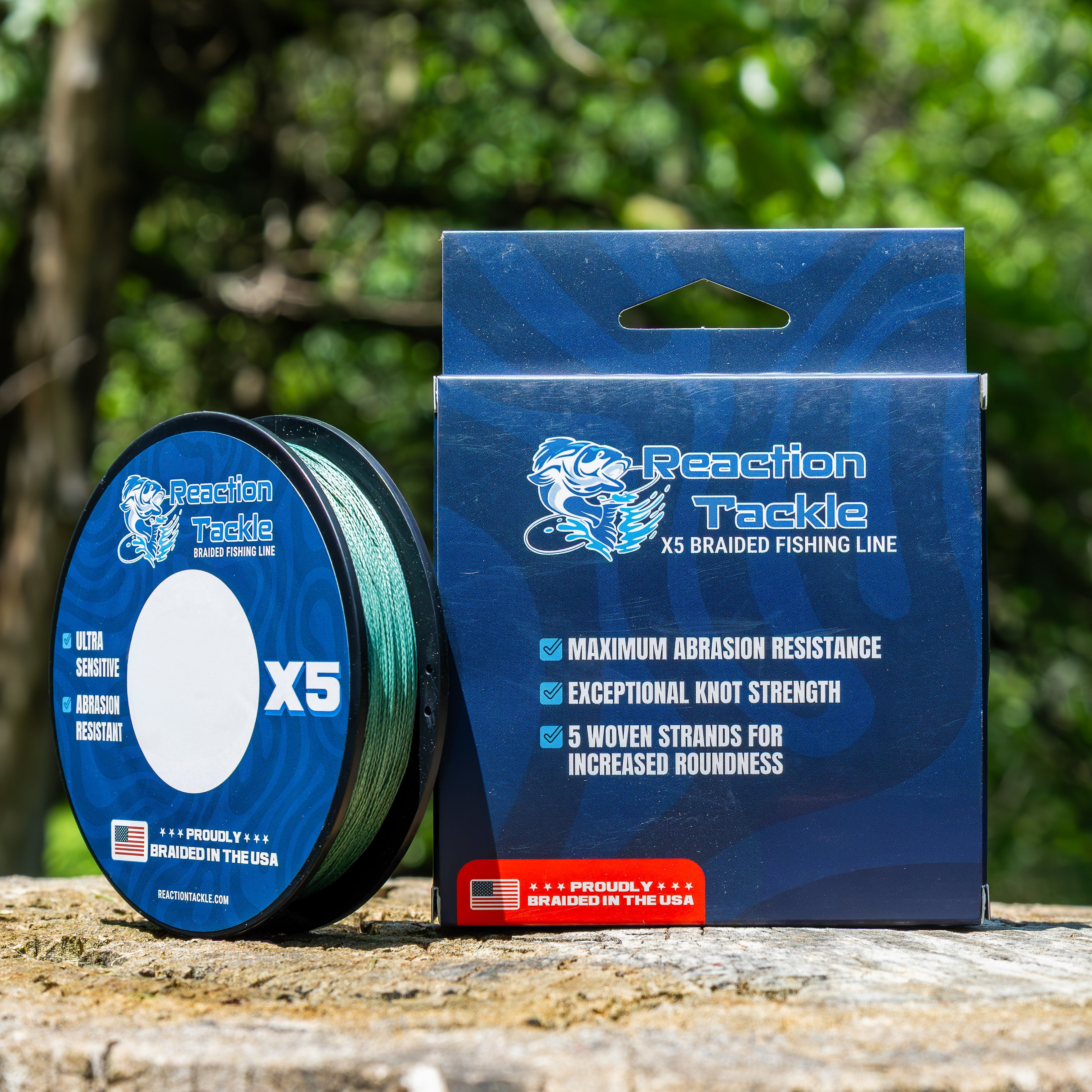 Reaction Tackle BRAIDED IN THE USA Fishing Line- 5X- NEW