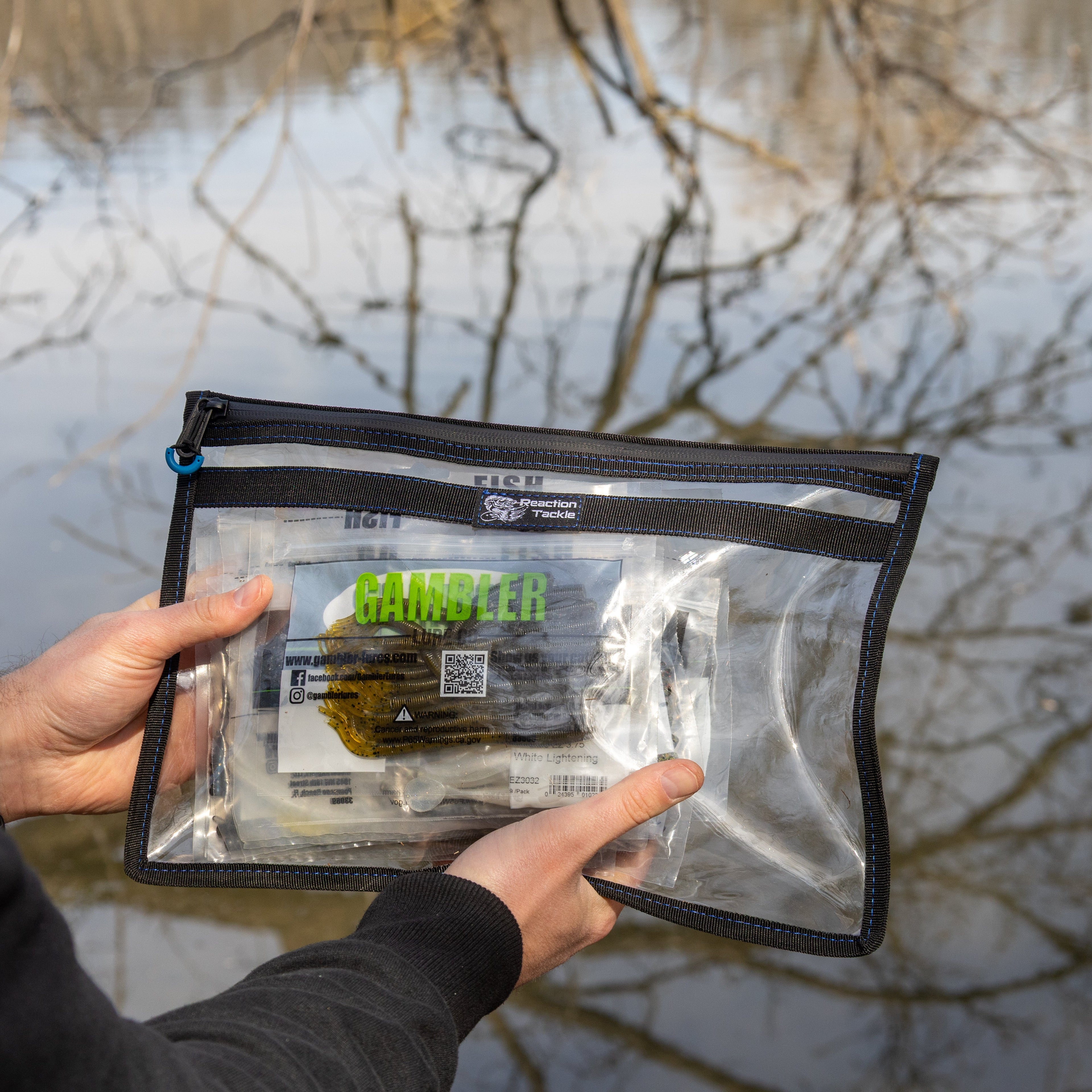Reaction Tackle Clear Storage Bag Tackle Pak - Water-Resistant Plastic Storage - New