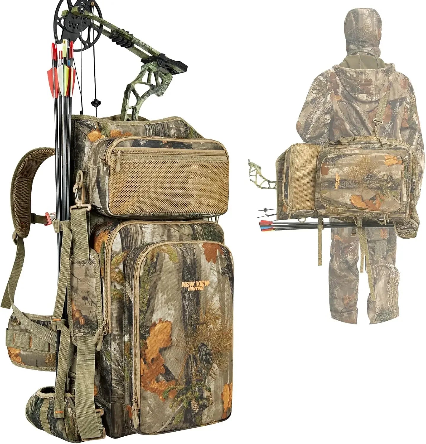 Bow Hunting Backpack & Tree Saddle Back Pack with Bow Holder