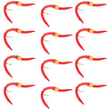 San Juan Worm Orange Bead Head Power Worm Red V-Rib - 1 Dozen Nymph Flies Hook Size 10