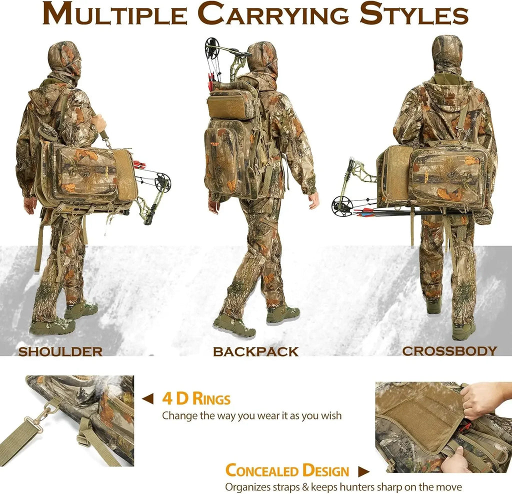 Bow Hunting Backpack & Tree Saddle Back Pack with Bow Holder