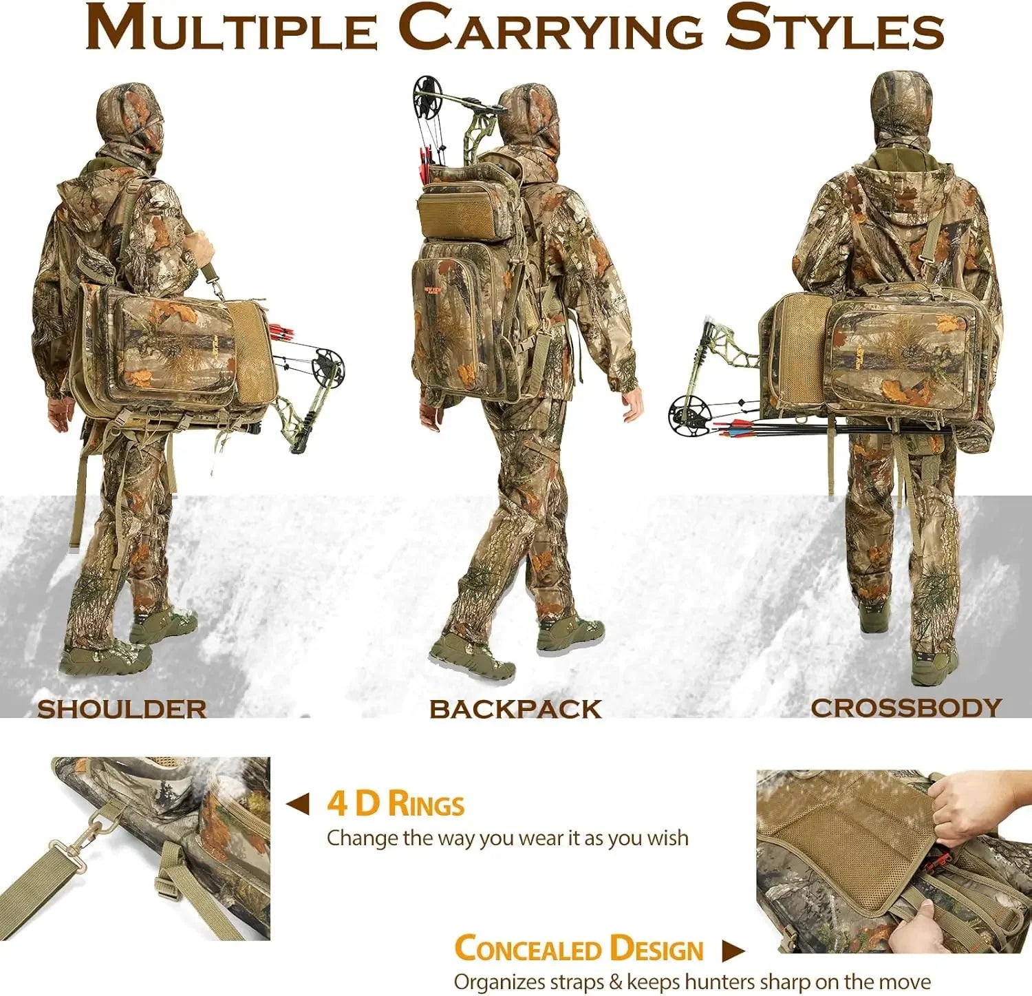 Bow Hunting Backpack & Tree Saddle Back Pack with Bow Holder