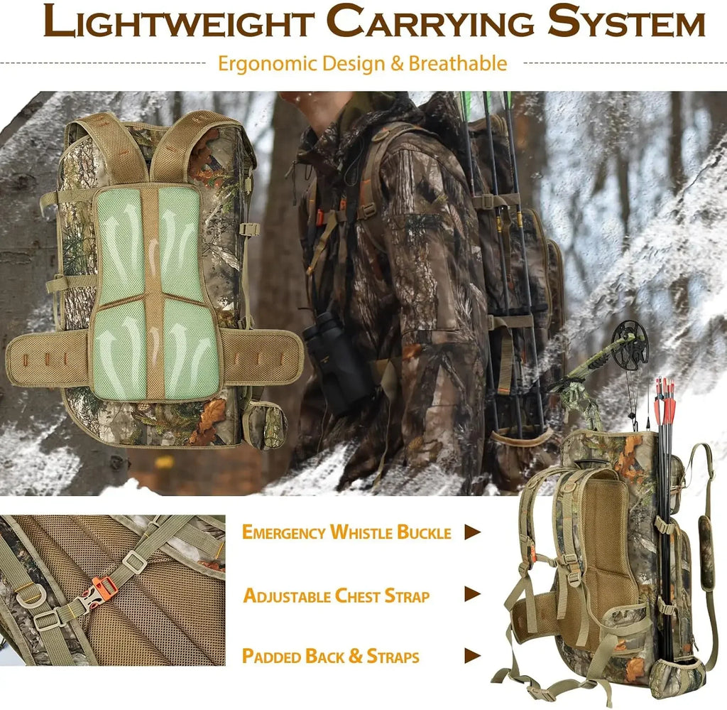 Bow Hunting Backpack & Tree Saddle Back Pack with Bow Holder