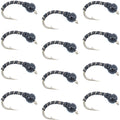 Black Zebra Midge - Black Bead Head - 1 Dozen - Size 14 - Tailwater and Lake Fly Fishing Flies