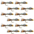 Flashback Gold Ribbed Hare's Ear Trout Fly 1 Dozen Nymph Wet Flies Size 12