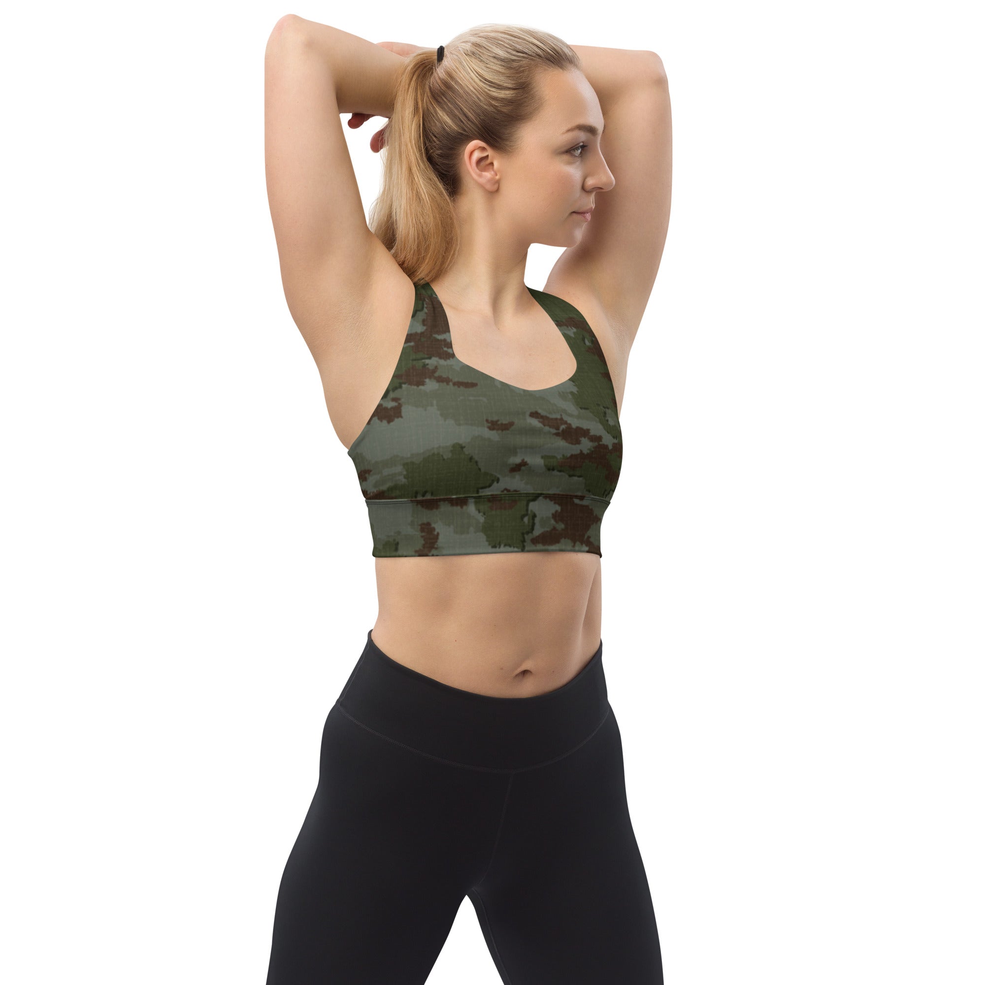 Athleisure Longline Sports Bra | TerraVerde Camo