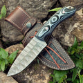 Custom Handmade Damascus Hunting Knife – 9" with Micarta Handle